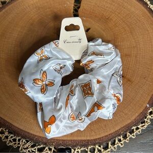 Women’s Monogram White and Orange Floral Scrunchie